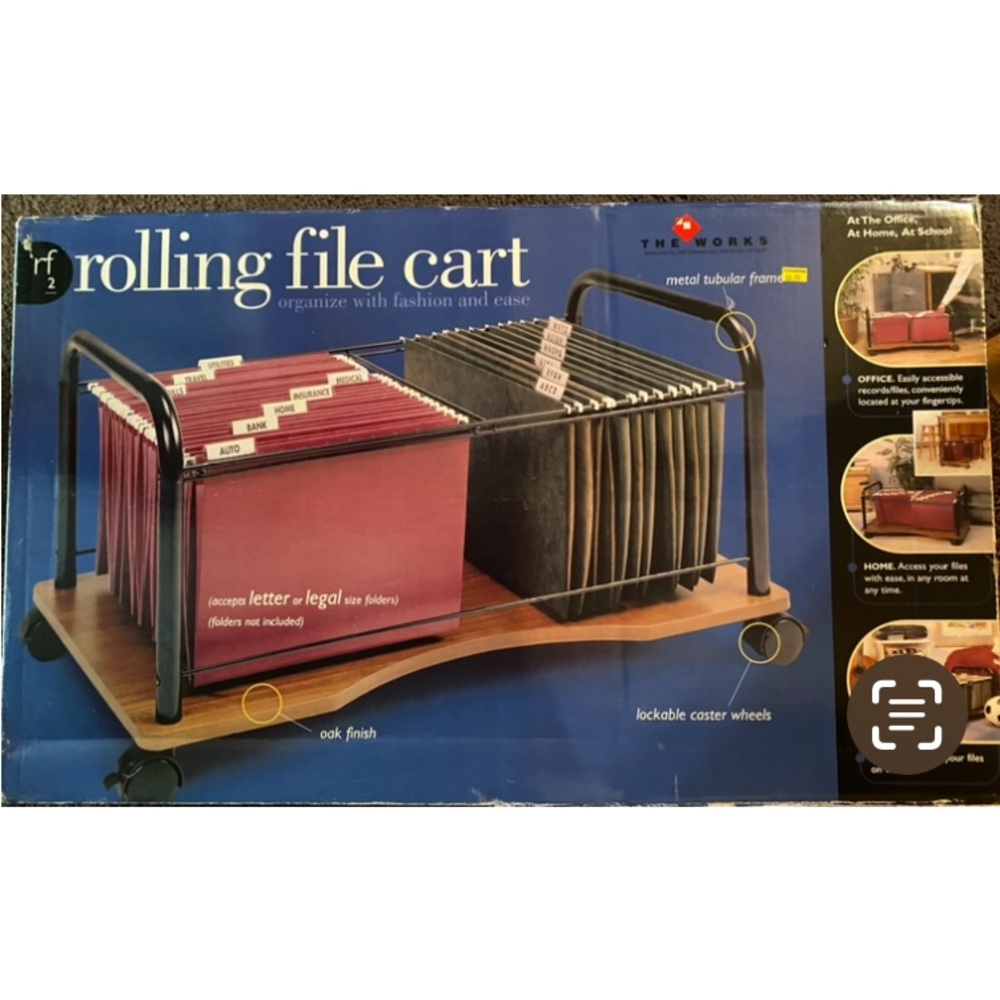 New ☝️ big file basket on casters. wood, metal